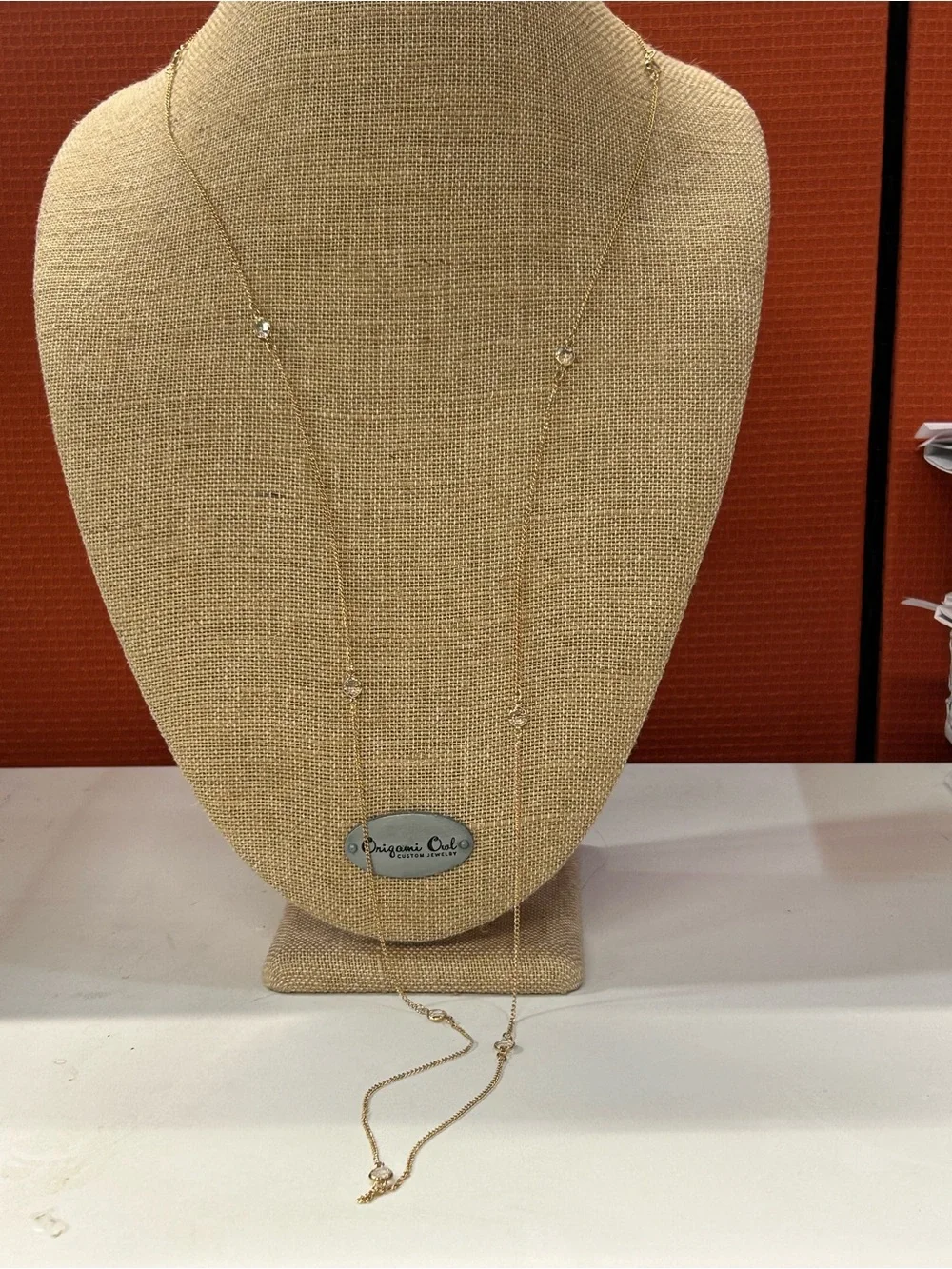 Beautiful vintage Sarah Cov gold tone crystal station layering necklace